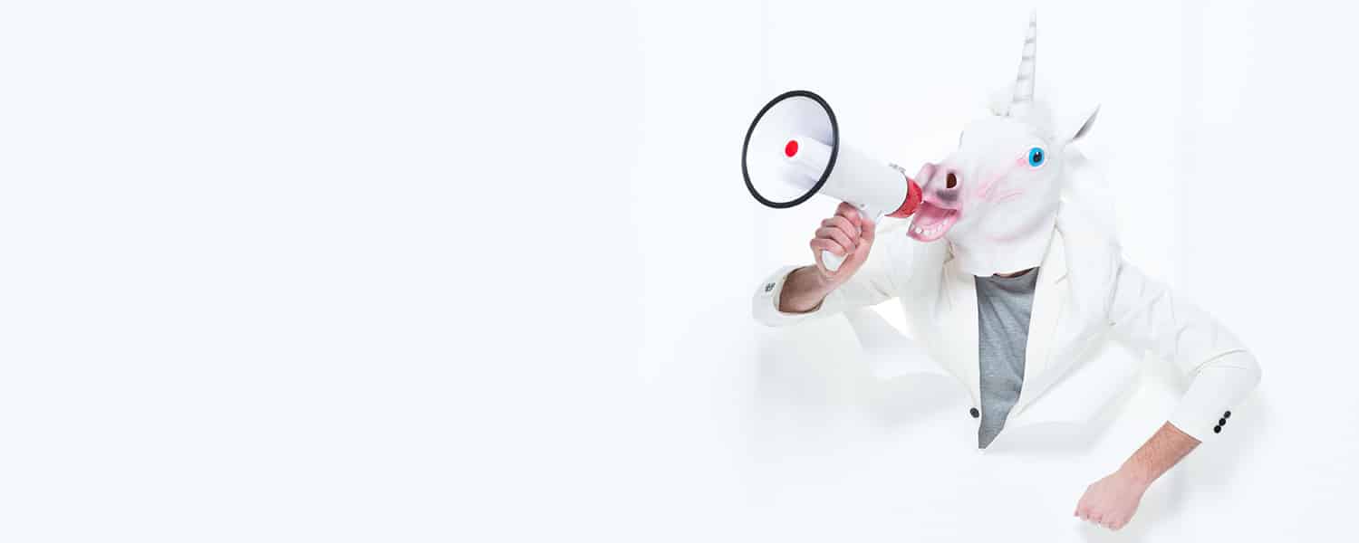 Leveraging Word-of-Mouth | Man in Unicorn Mask with Megaphone