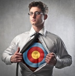 Man with target on undershirt
