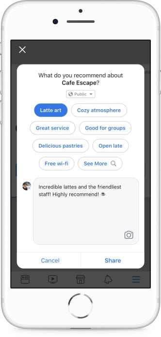 Facebook Recommendations Options Screenshot 2018