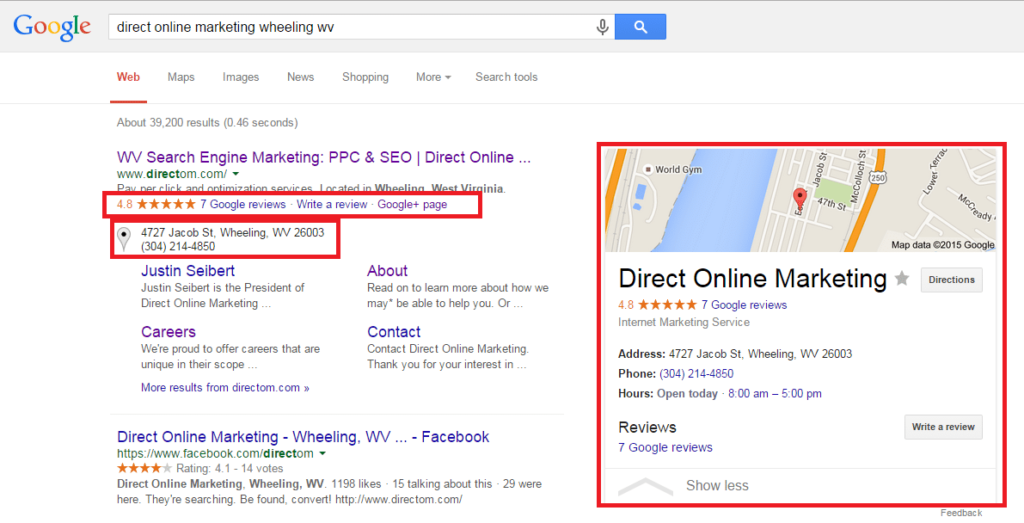 Google Local Search Results 